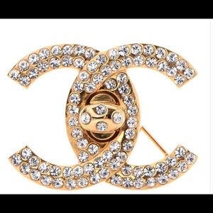 Chanel Crystal Turnlock CC Brooch- 100% Authentic!